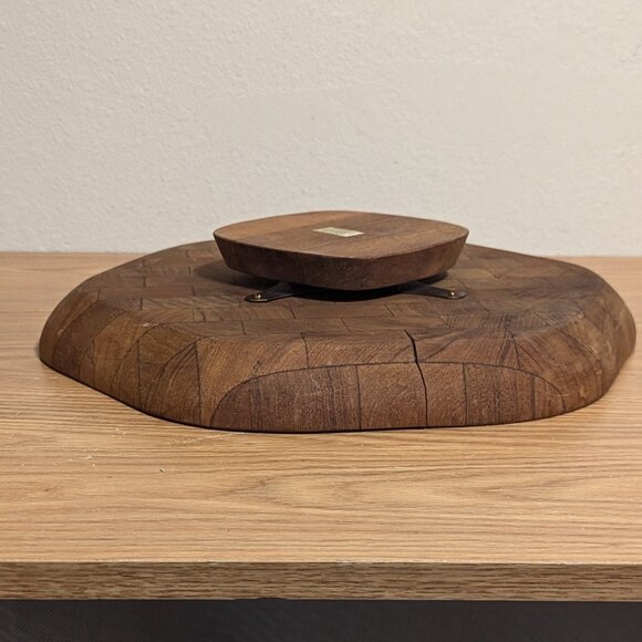 Mid Century Vintage Lazy Susan  Rotating Wooden Serving Tray - Picture 8 of 11
